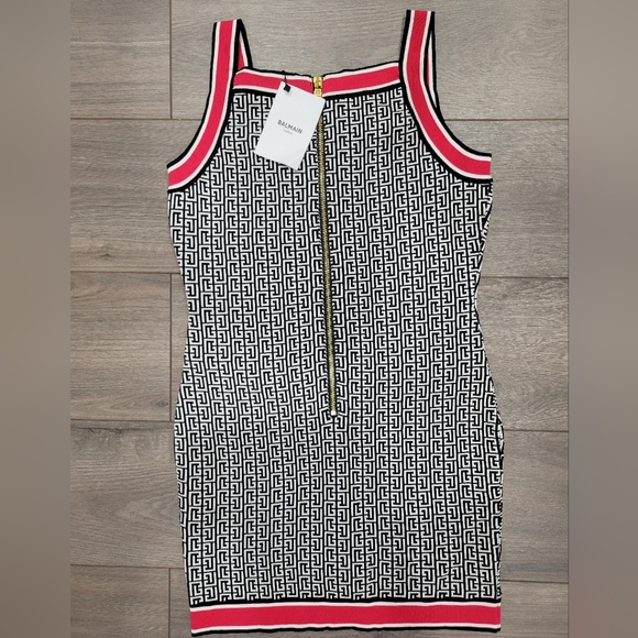 NWT - Balmain Women's Black & Red Stretch Dress - Size Medium. - Picture 3 of 8